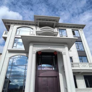 咸宁白麻别墅外墙干挂石材效果示例