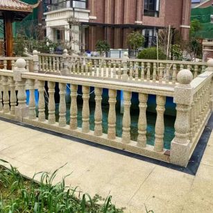 咸宁黄金麻花岗岩石材栏杆，扶手，将军柱，花瓶柱