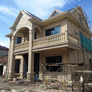 咸宁 黄金麻花岗岩石材私人别墅雕花门楼柱阳台栏杆