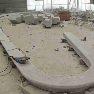 咸宁 芝麻白花岗岩弧形花坛石，坐凳石