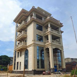 咸宁 黄金麻花岗岩石材别墅外墙干挂搭配（雕花栏杆花瓶柱门楼罗马柱）