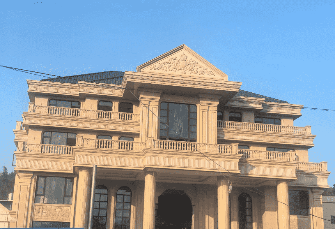 咸宁黄金麻别墅外墙干挂石材效果示例